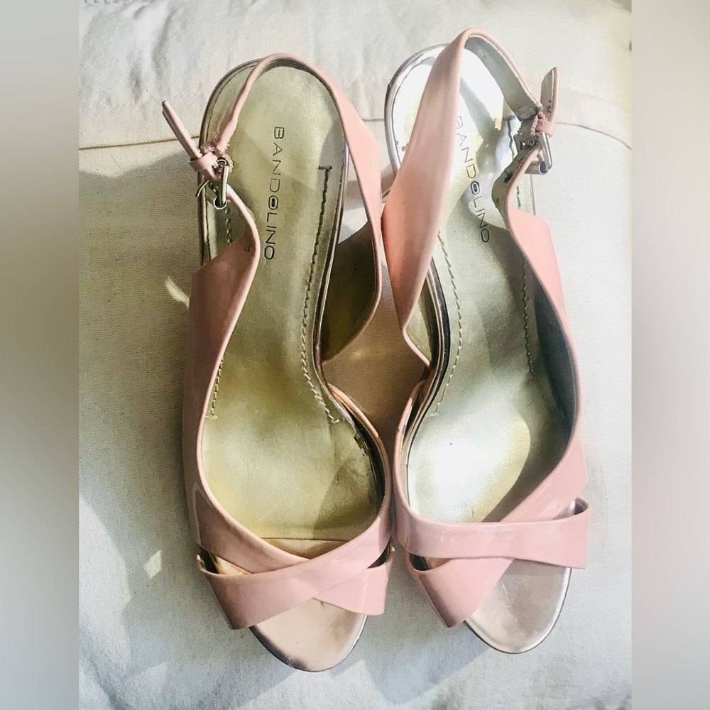 🔥Bandolino Women's Slingback Heel Blush Pink w/ Gold Heel/Accent